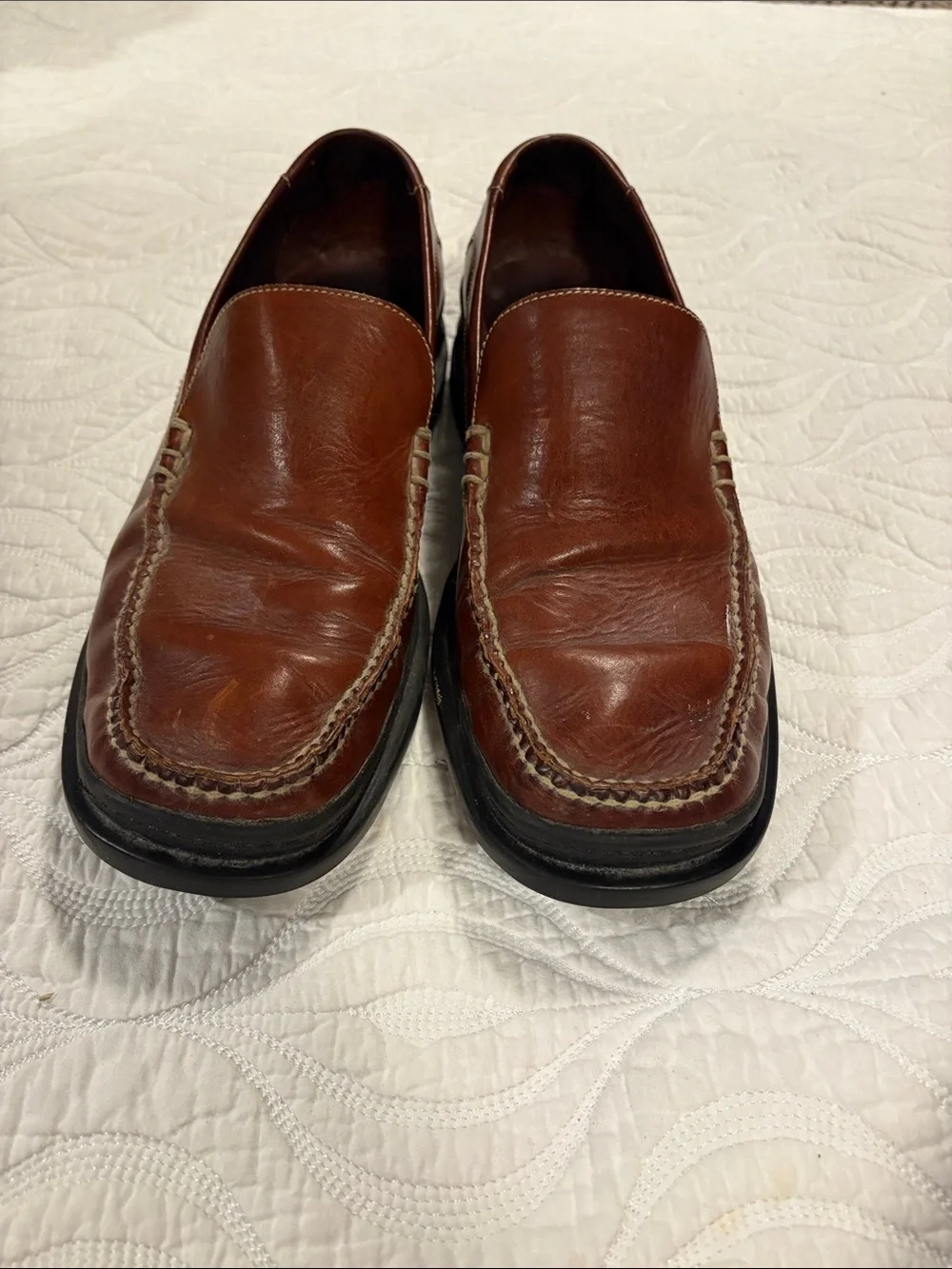 Cole Haan Nike Air Brown Leather Slip-On Loafers